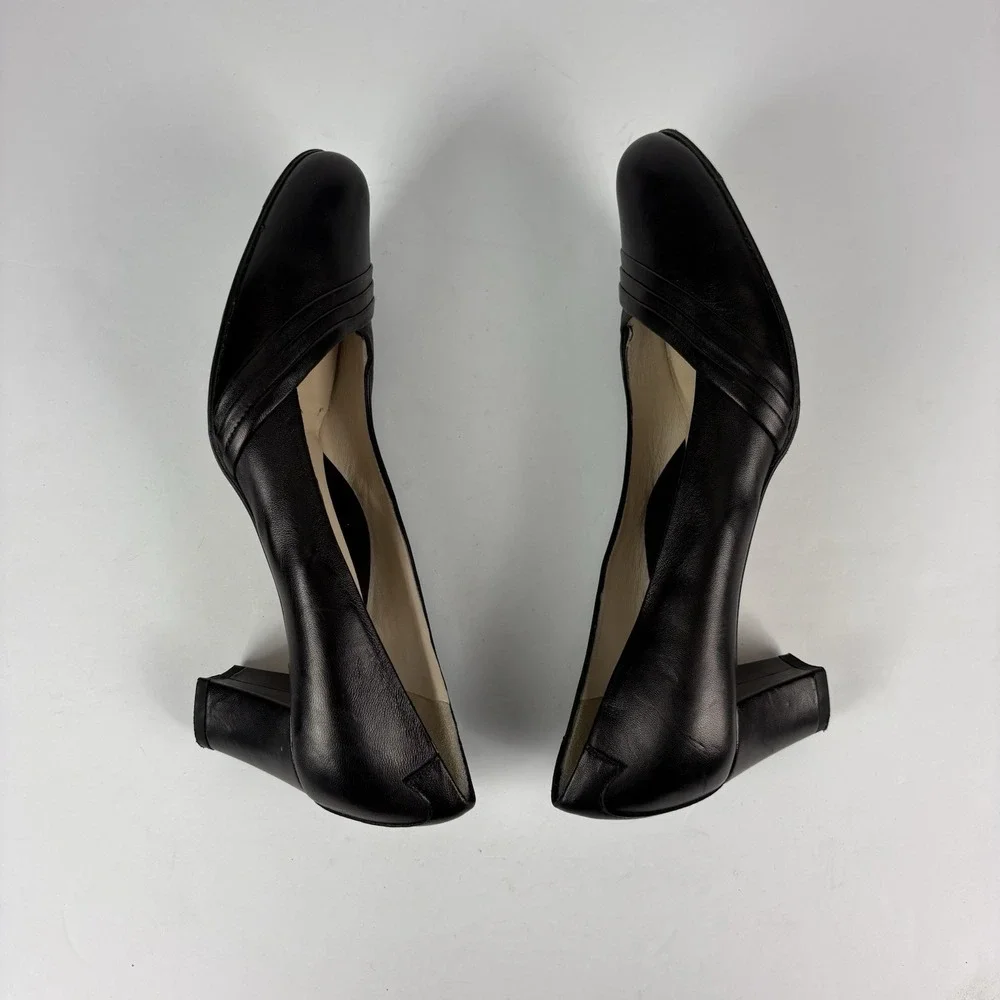 TARYN ROSE Size 8 Black Brocade Wedge Peep Toe Heels Shoes 38.5 Eur